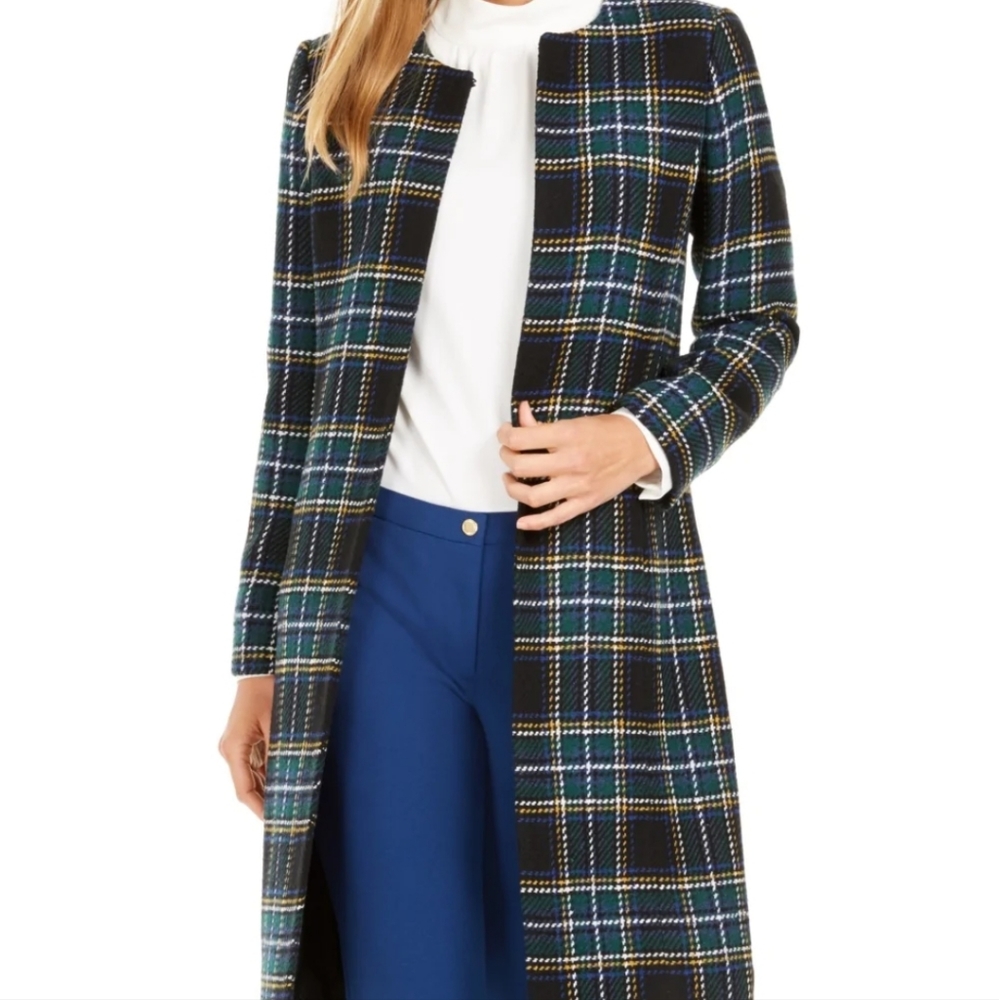 NWT, Calvin Klein plaid coat women's size 6P